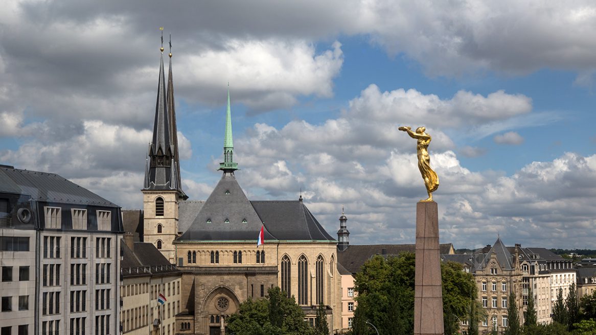 luxembourg city aerial view from city skyliner