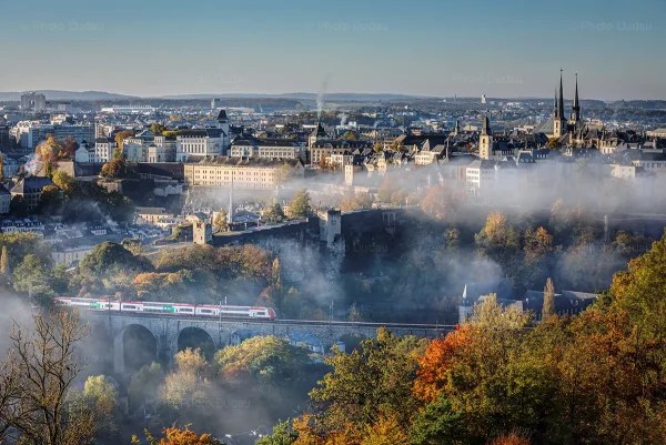 8415-L-VIO-2569-Luxembourg-city-aerial-foggy-cityscape Luxembourg city aerial foggy cityscape