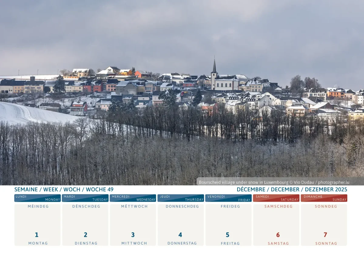 Calendrier Luxembourg 2025 Bourscheid Calendrier Luxembourg 2025 Bourscheid