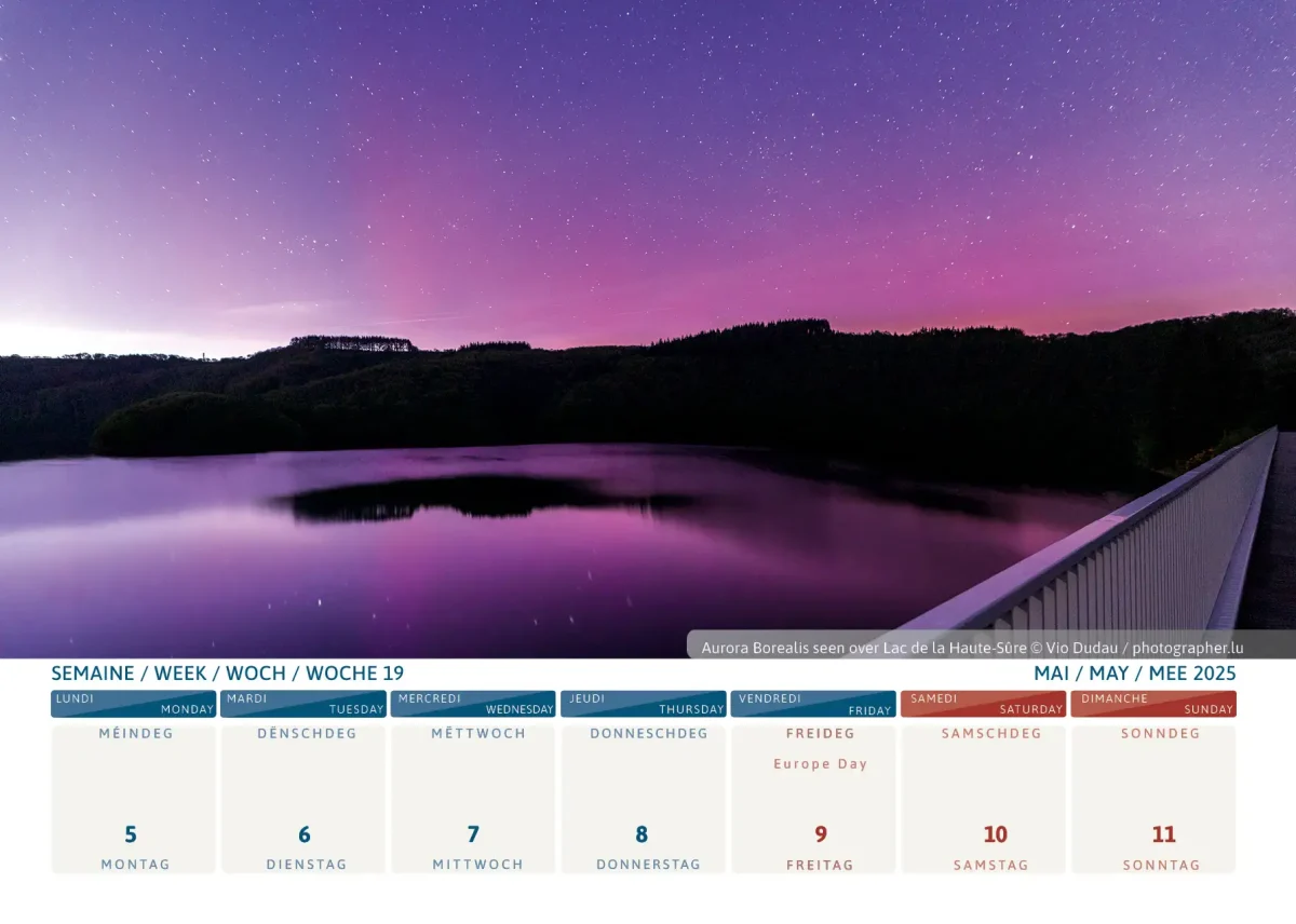 Letzebuerg Kalenner 2025 - Lac Haute Sure Aurora Letzebuerg Kalenner 2025 - Lac Haute Sure